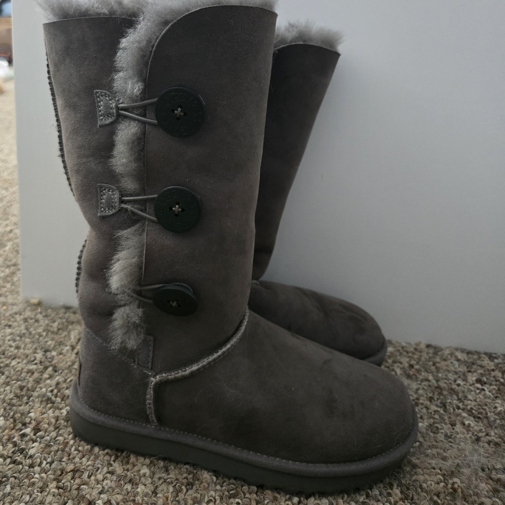 UGG Women's Charcoal Shearling Button Boots